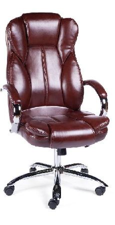 Office chair NORDEN Versa H-1708-322, chrome/metal color gray, eco-leather color T.brown