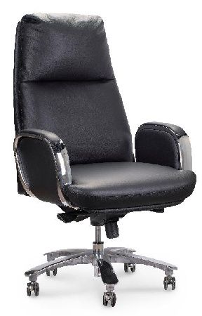 Office chair NORDEN Senate YS1815A-black, metal color chrome, leather color black