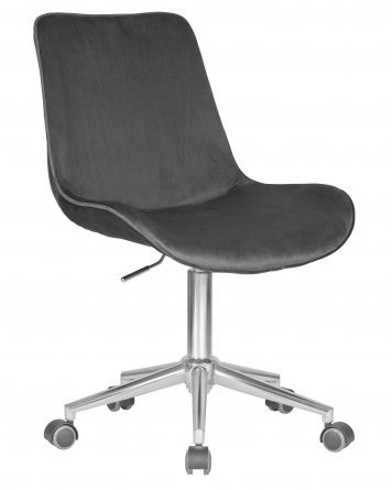 DOBRIN DORA office chair, grey velour (1922-19), chrome-plated steel