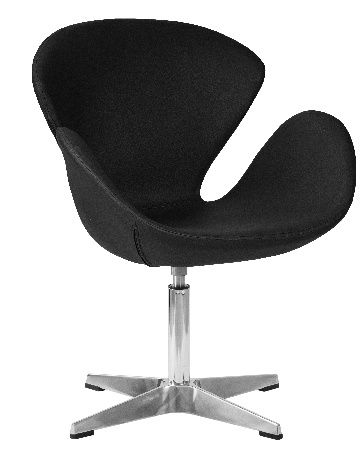 Designer armchair DOBRIN SWAN (black leatherette P13, aluminum base)