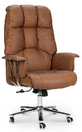 Office chair NORDEN President H-1133-321, metal color chrome, eco-leather color brown