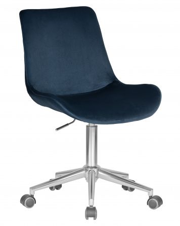 DOBRIN DORA office chair, blue velour (1922-20), chrome-plated steel