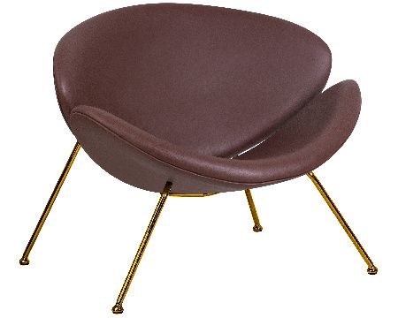 DOBRIN EMILY designer armchair, brown vinyl YP5, gold base