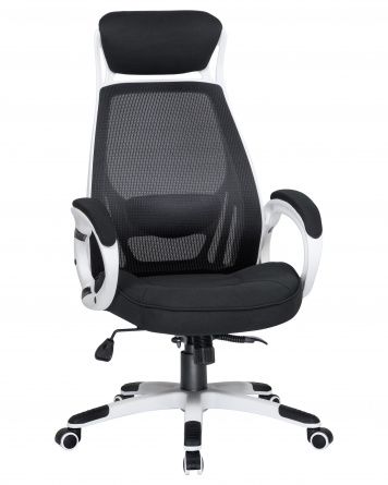 Executive office chair DOBRIN STEVEN WHITE, white plastic, black fabric