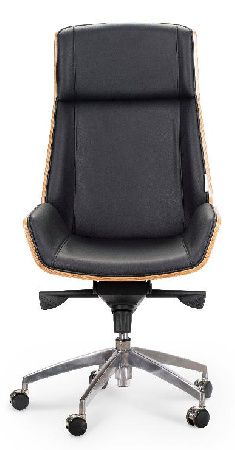 Office chair NORDEN Patio WH001-blackleather, metal/wood color brown/aluminum