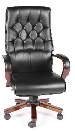 Office chair NORDEN Botticelli P2338-02, metal/wood color dark walnut, eco-leather color black