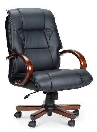 Office chair NORDEN Magister P3124-02, metal/wood color dark walnut, eco-leather color black