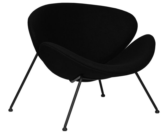 DOBRIN EMILY designer armchair, black fabric AF9, black base