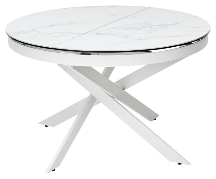 Table M-city TRENTO 60053, white metal, porcelain stoneware, white marble