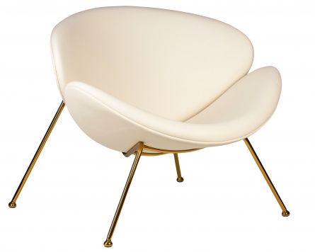 DOBRIN EMILY designer armchair, white vinyl YP17, gold base