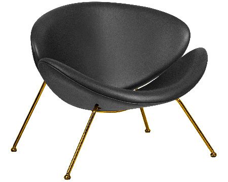 DOBRIN EMILY designer armchair, black vinyl YP16, gold base