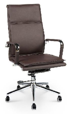 Office chair NORDEN Harman H-101-322, metal color chrome, eco-leather color T.brown