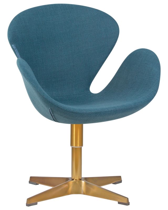 Designer chair DOBRIN SWAN, blue fabric IF6, gold base