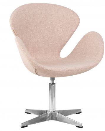 Designer armchair DOBRIN SWAN, white leatherette P23, aluminum base