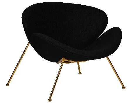 DOBRIN EMILY designer armchair (black fabric AF9, gold base)