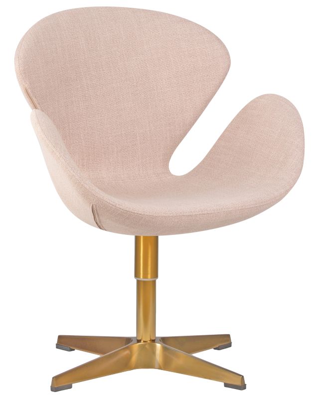 DOBRIN SWAN designer armchair, beige fabric IF1, gold base