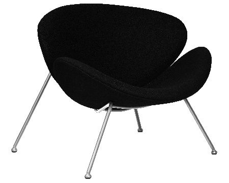 DOBRIN EMILY designer armchair (black fabric AF9, chrome-plated steel)