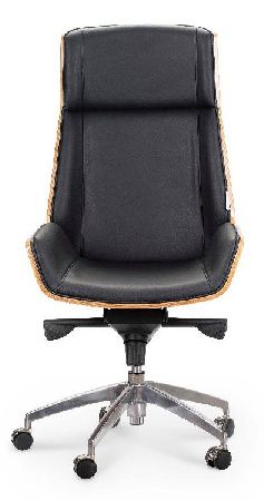 Office chair NORDEN Patio WH001-blackPU, metal/wood color brown/aluminum