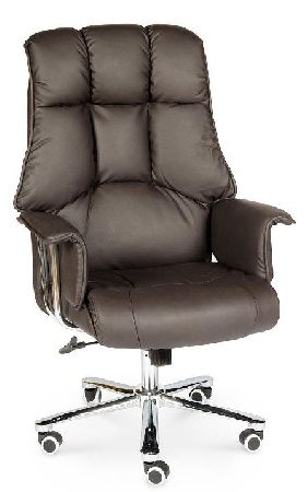 Office chair NORDEN President H-1133-322 leather, metal color chrome, leather color T.brown