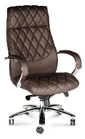 Office chair NORDEN Bond H-2029-322, metal color gray/chrome, eco-leather color T.brown