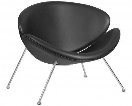 DOBRIN EMILY designer armchair, black vinyl YP16, chrome steel