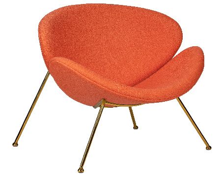 DOBRIN EMILY designer armchair (orange AF fabric, gold base)