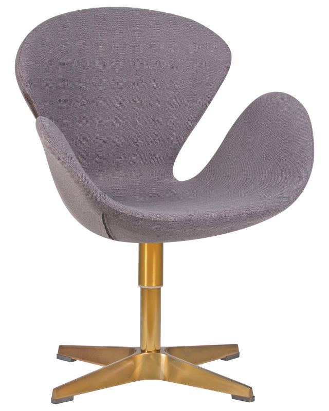 DOBRIN SWAN designer armchair, grey IF11 fabric, gold base