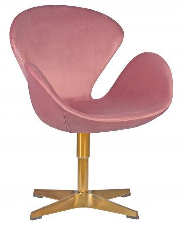 Designer armchair DOBRIN SWAN, pink velour BLUVEL52, gold base