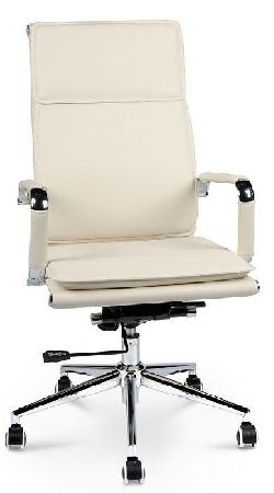 Office chair NORDEN Harman H-101-70-5 , metal color chrome, eco-leather color ivory