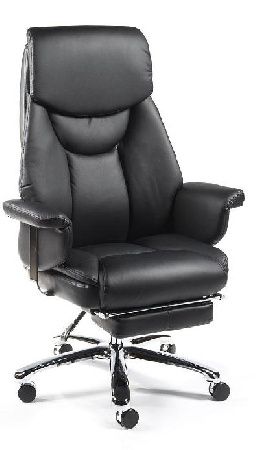 Office chair NORDEN Parliament H-2021-35 leather, chrome/metal color gray, leather color black