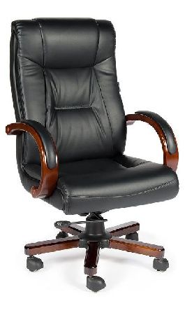 Office chair NORDEN Consul P3158-02, metal/wood color dark walnut, eco-leather color black