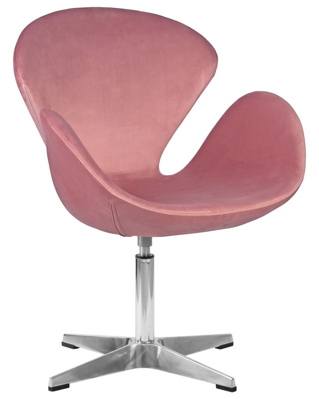 Designer armchair DOBRIN SWAN, pink velour BLUVEL52, aluminum base