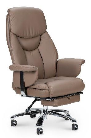 Office chair NORDEN Parliament H-2021-35-54 , chrome/metal color gray, eco-leather color gray-brown