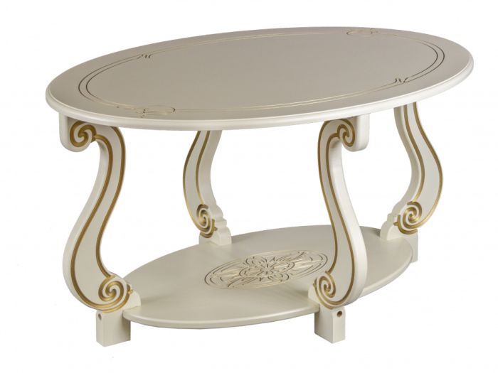 Ovation coffee table 002545, ivory/gold, beech, mdf materials