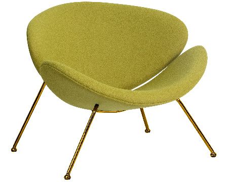 DOBRIN EMILY designer armchair, light green AF3 fabric, gold base