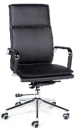 Office chair NORDEN Harman H-101-35, metal color chrome, eco-leather color black