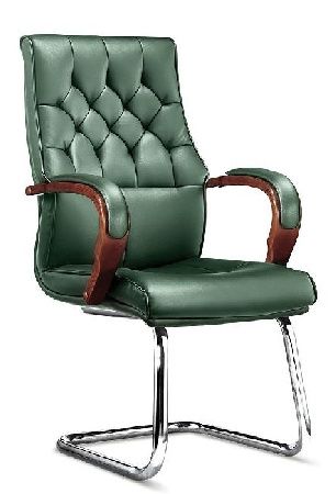 Office chair NORDEN Botticelli CF P2338B-09, wood color brown, eco-leather color green