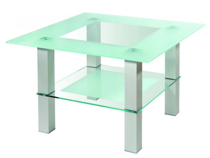 Crystal coffee table 001134, color aluminum, materials glass, metal