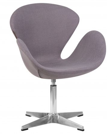 Designer armchair DOBRIN SWAN, white leatherette P23, aluminum base