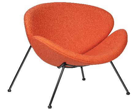 DOBRIN EMILY designer armchair (orange AF fabric, black base)