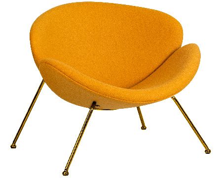 DOBRIN EMILY designer armchair, yellow fabric AF13, gold base